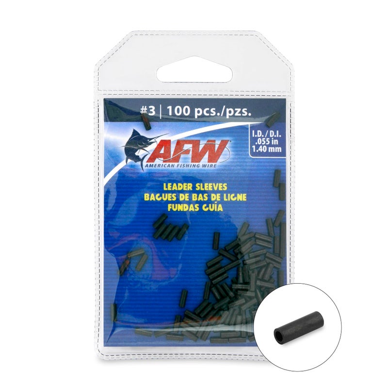 AFW American Fishing Wire Single Barrel Crimp Sleeves, Size #3/.055", Black, 100 pc - Image 2